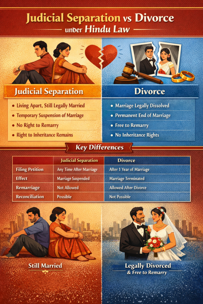 difference between judicial separation and divorce